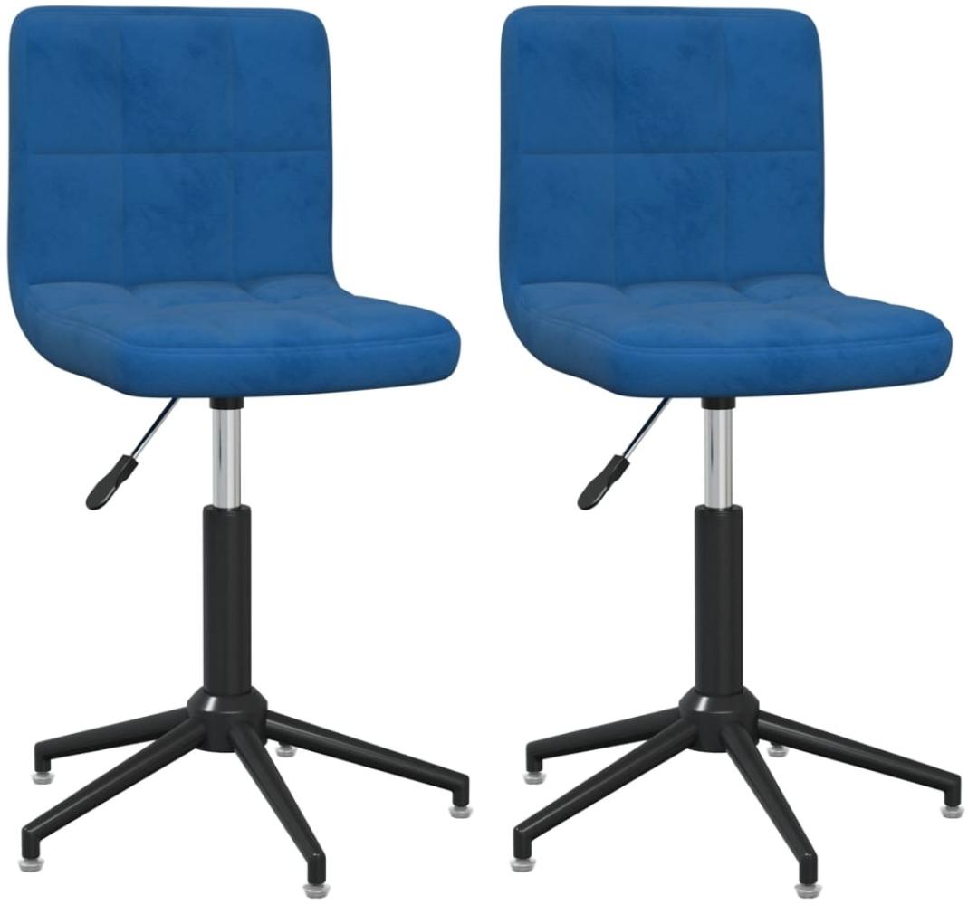 vidaXL Esszimmerstühle 2 Stk. Drehbar Blau Samt, Drehbar [334433] Bild 1