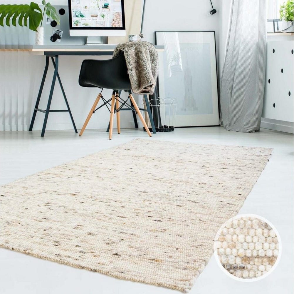 TaraCarpet Wollteppich TaraCarpet Handwebteppich Frankeneck, rund, Höhe: 13 mm, Handgewebter Teppich gewalkt Wohnzimmer Schlafzimmer Esszimmer 150x150 Bild 1