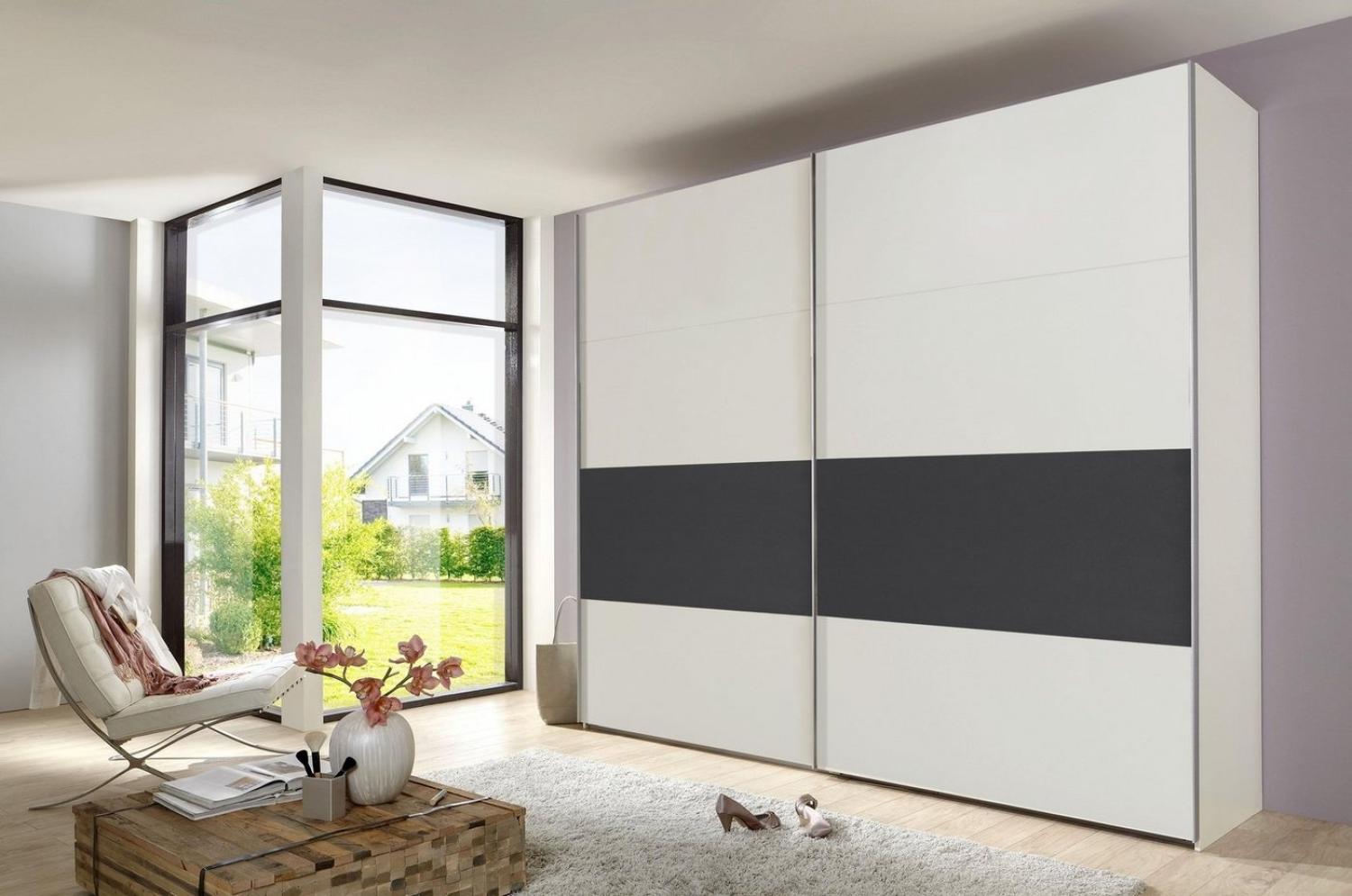 Kleiderschrank Bert weiß Abs. Anthrazit 225 cm Bild 1