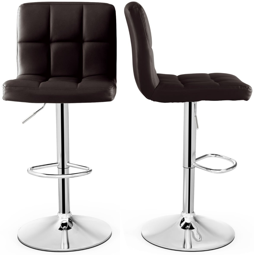 2er Set 360° Drehbarer Barhocker aus Kunstleder Höhenverstellbarer Barstuhl Sitzhocker Braun Bild 1