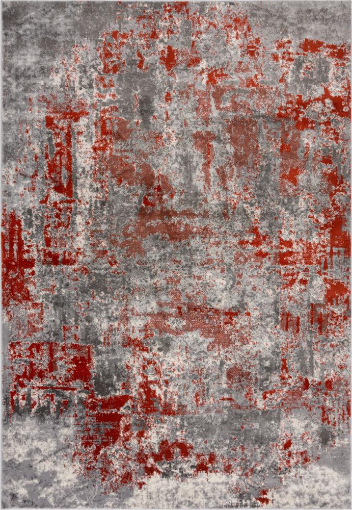 Kadima Design "Dee" Abstrakte Kunst-Teppiche in Premium-Qualität. Farbe: Rot-Grau, 80x150 cm Bild 1