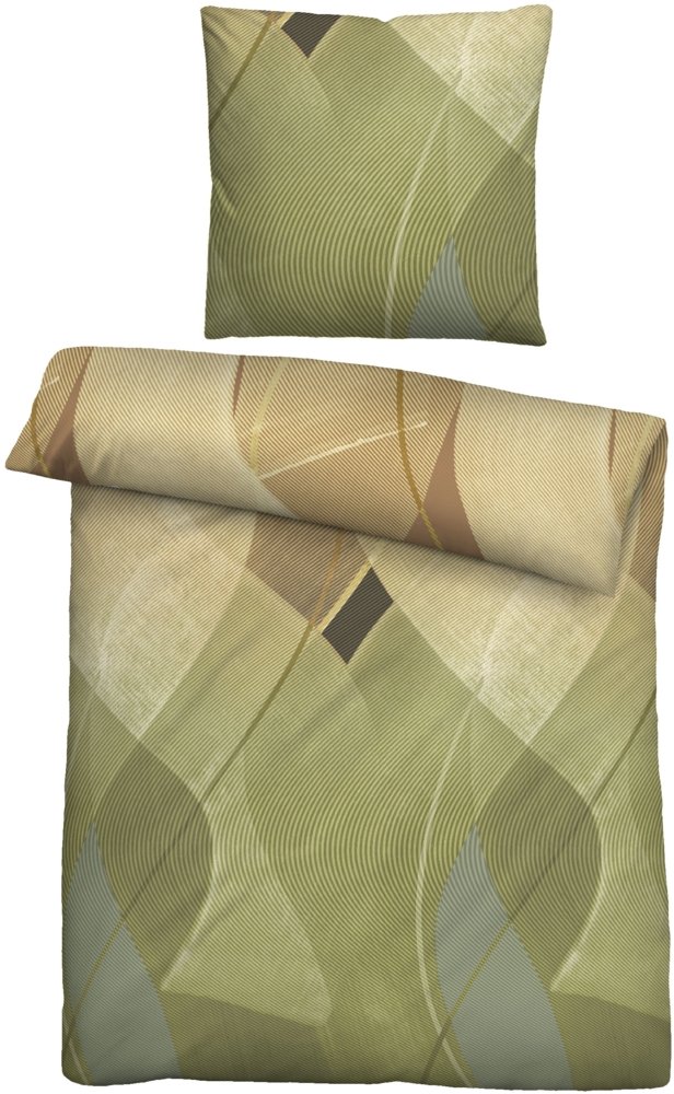 biberna Feinbiber-Bettwäsche 0006726 WELLE GESTREIFT, pistaziengrün, 1x 155x200 cm + 1x 80x80 cm Bild 1