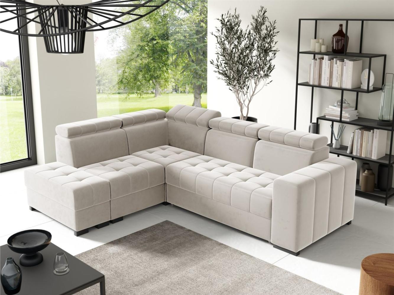 Ecksofa Schlafsofa Sofa CESENA Stoff Salvador Beige Ottomane Links Bild 1