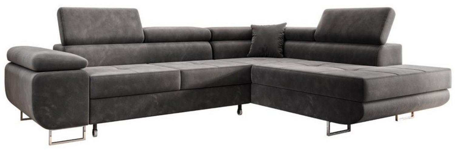 inter Wohnlandschaft Ecksofa MALTA Samt Grau Ottomane rechts oder links Bild 1