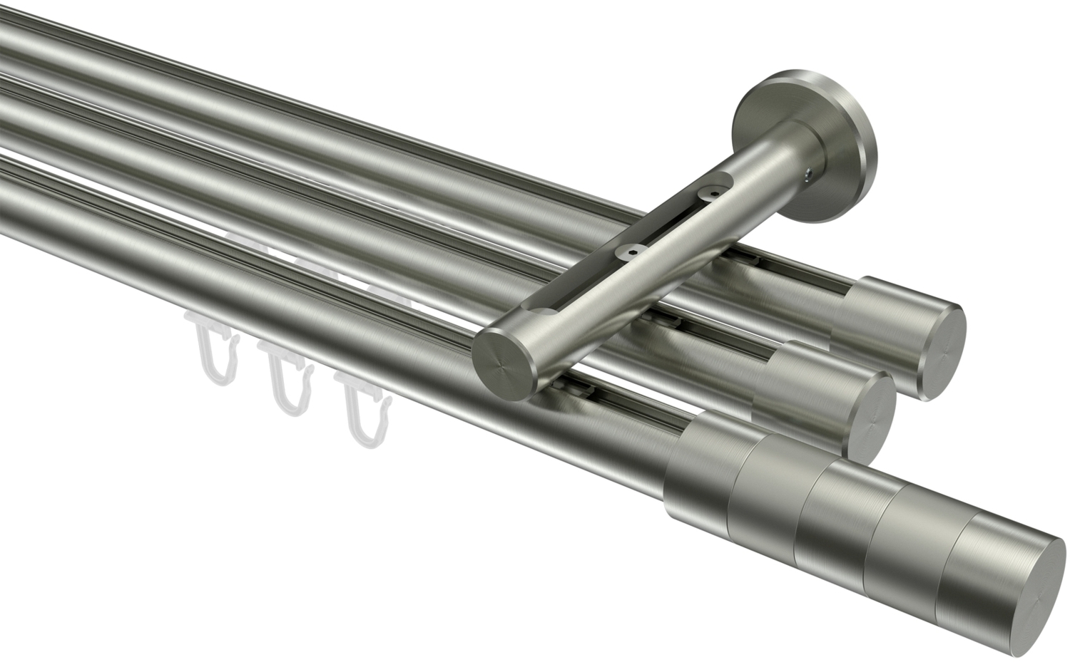 Innenlauf-Gardinenstangen-Set Siteno Mavell 160 cm, 3-läufig, 20 mm Ø Edelstahl-Optik Bild 1