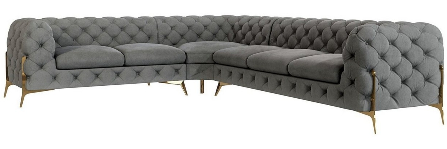 S-Style Möbel Ecksofa Chesterfield Ashley mit Goldene Metall Füßen, Die Eckeinheit kann entweder rechts- oder linkshändig sein, mit Wellenfederung Bild 1