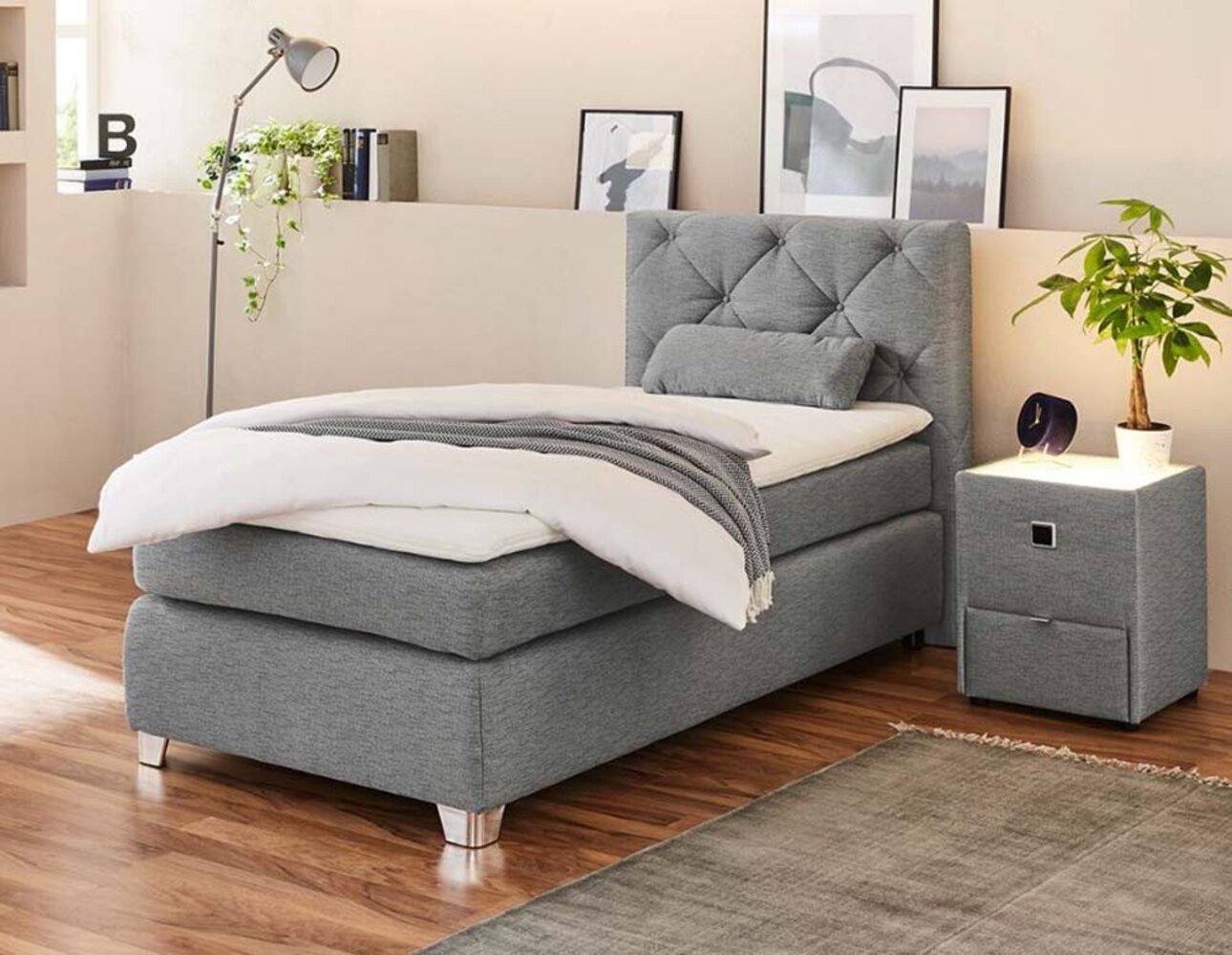 Jockenhöfer Gruppe Boxspringbett Finja, mit Topper und Zierkissen, erhältlich in 90,120,140 & 180cm Breite Bild 1