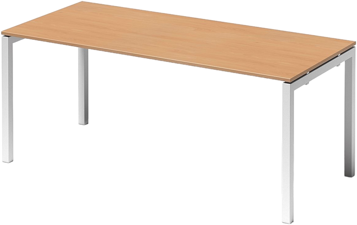 Bisley Cito Schreibtisch 180x80 cm, Tischplatte in Buche, U-Gestell in Weiß - Bürotisch & Computertisch, PC Tisch für's Büro, Arbeitshöhe: 74 cm, DUF1808-BC-396 Bild 1