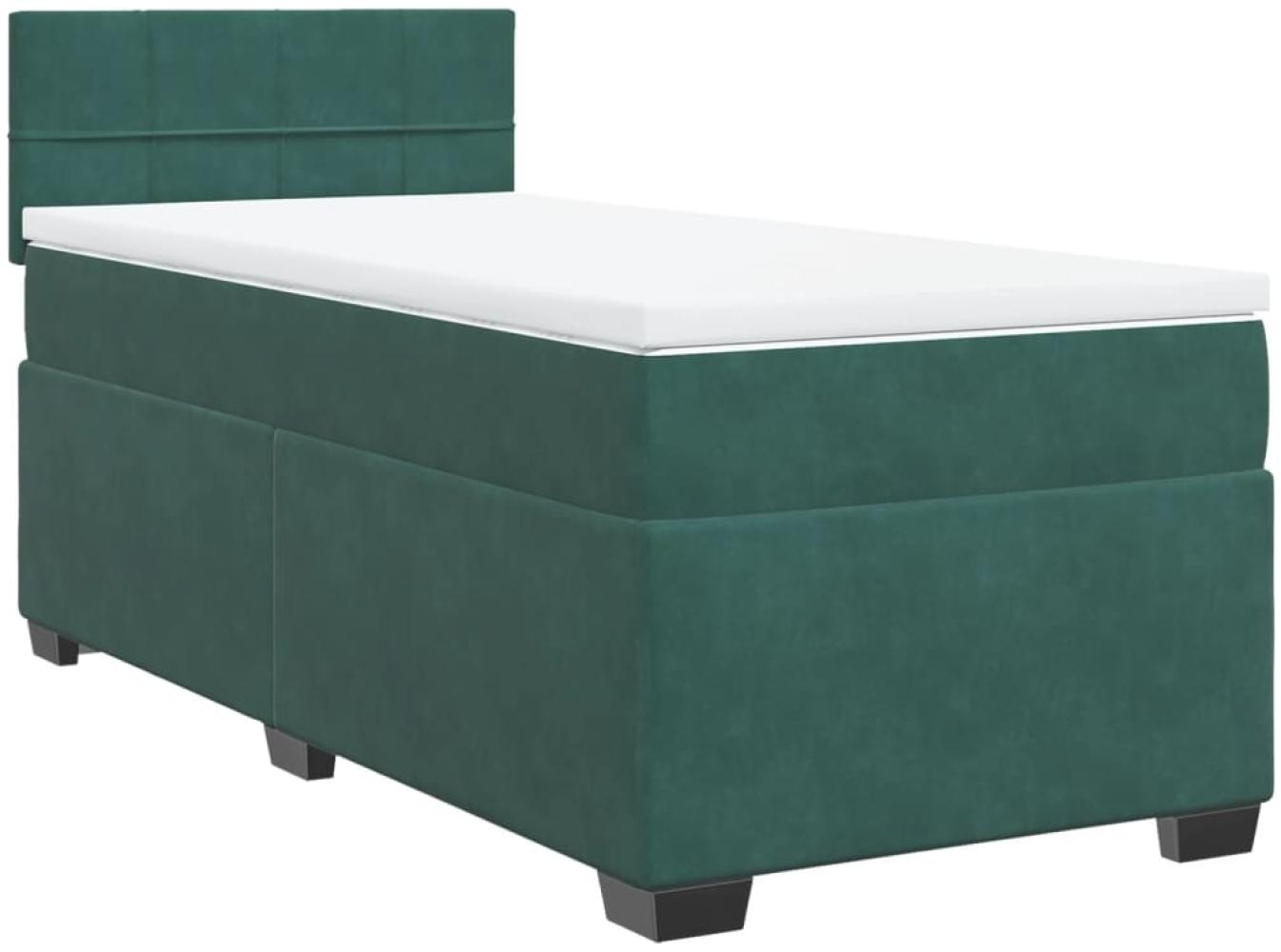 vidaXL Boxspringbett mit Matratze Dunkelgrün 100x200 cm Samt 3286237 Bild 1