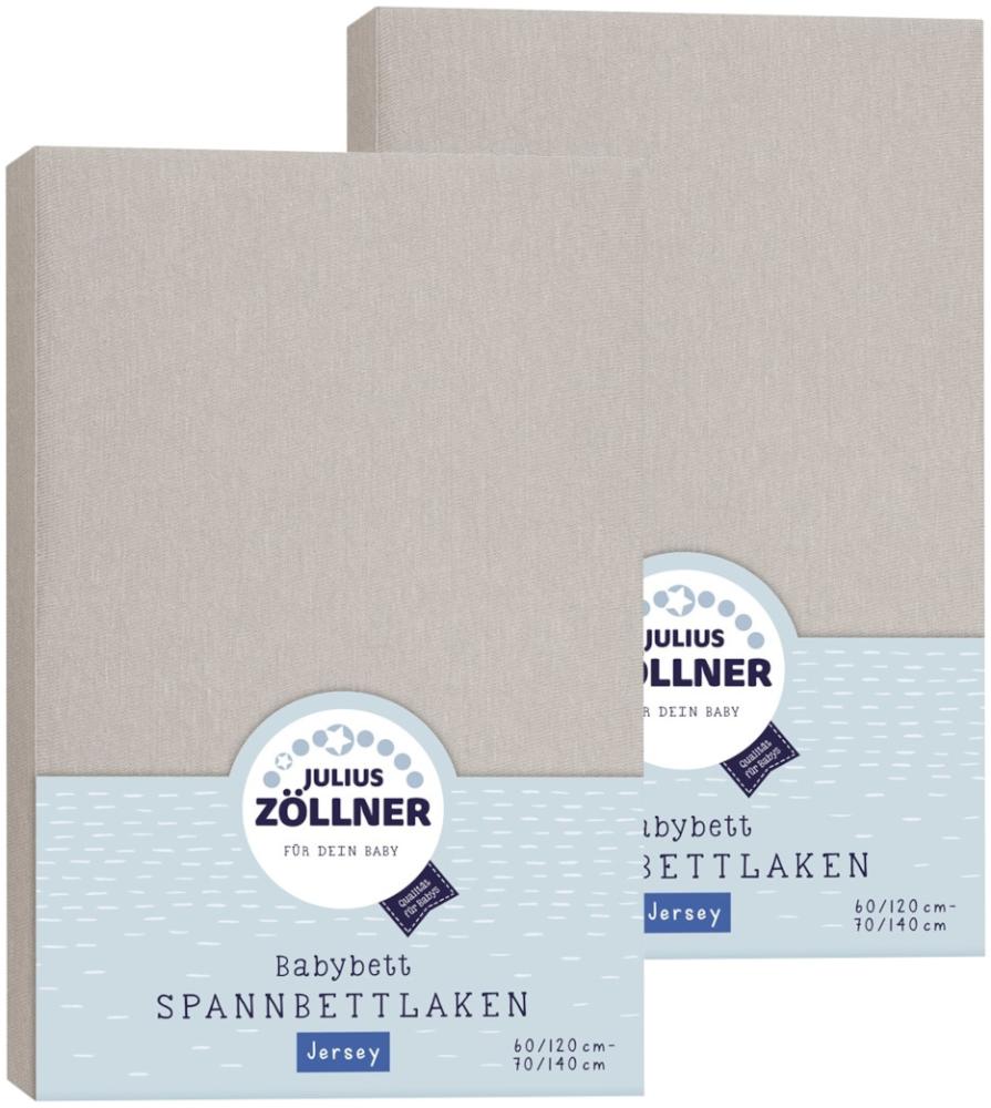 Julius Zöllner Spannbetttuch Jersey 70x140 / 60x120 Taupe Doppelpack Bild 1