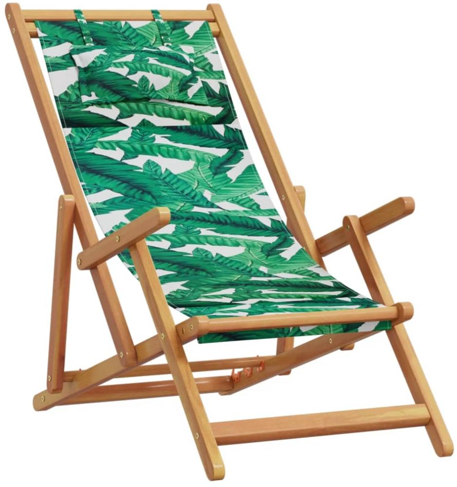 vidaXL Strandstuhl Klappbar Blattmuster Massivholz Eukalyptus Stoff 366562 Bild 1