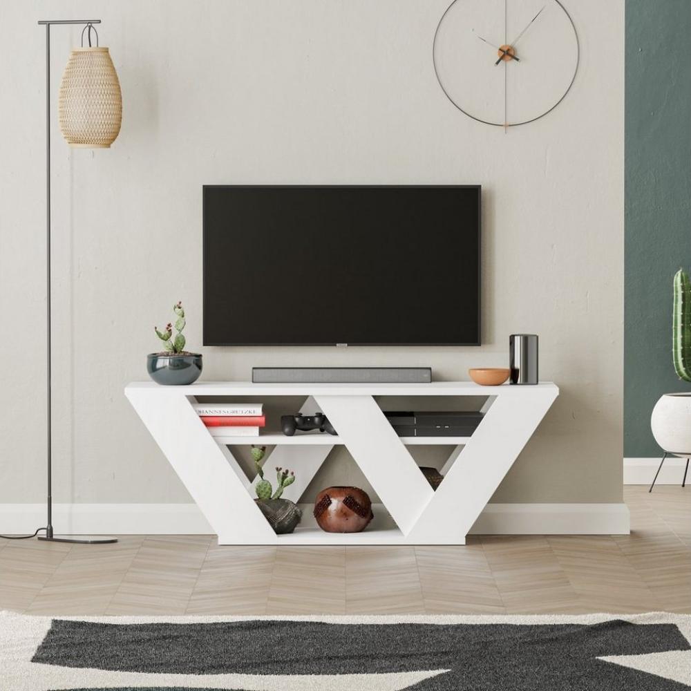 Decortie TV-Schrank Pipralla Moderner TV-Ständer Multimedia Mit Einlegeböden, 110 x 30 x 40 cm Bild 1