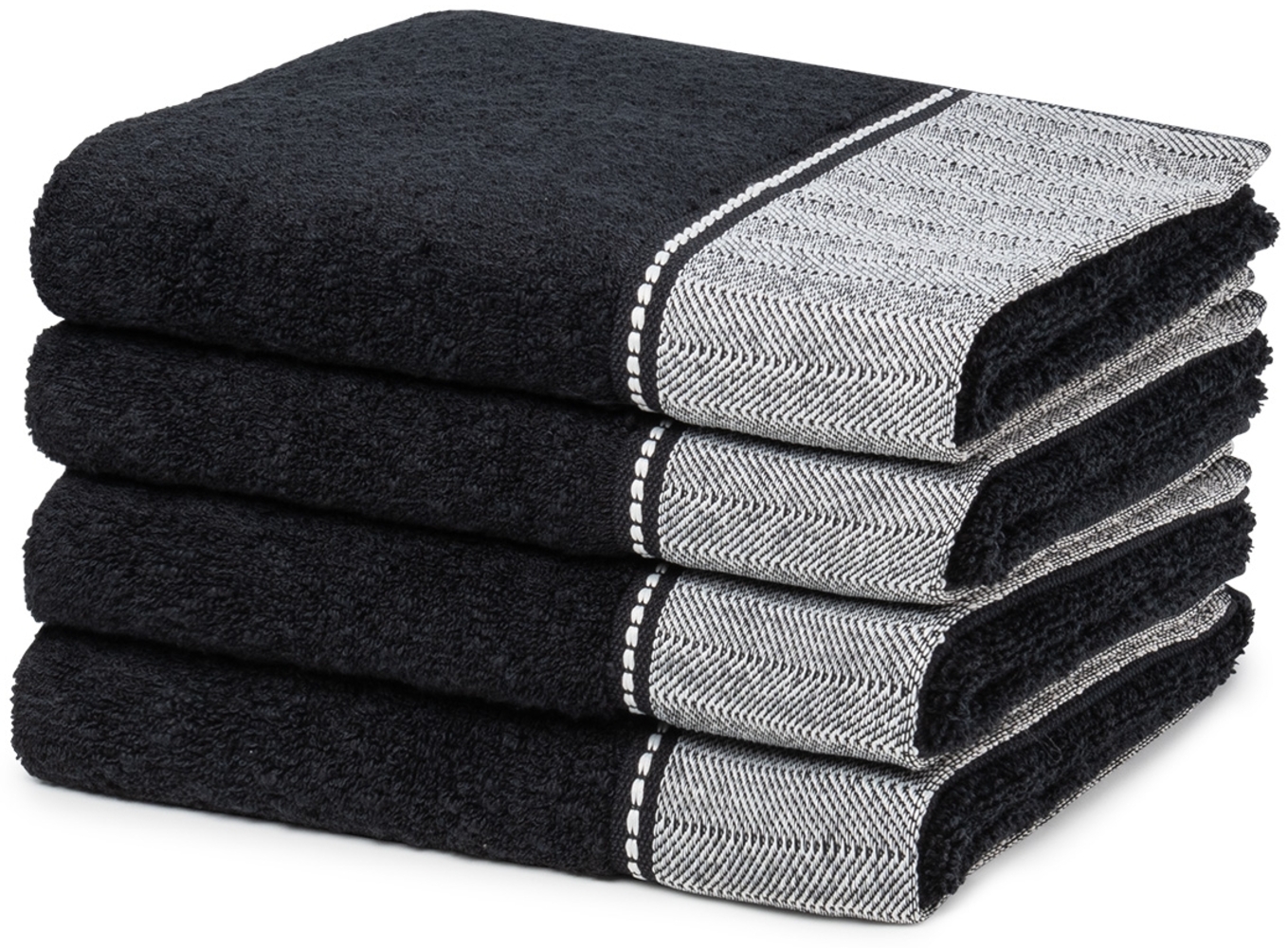 Möve Brooklyn 4 tlg. Frottier-Set - 4 X Handtuch (50 X 100cm) - 600 g/m2 - Black Bild 1