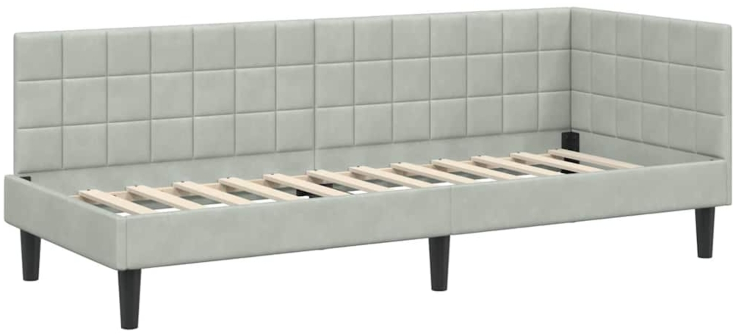 vidaXL Eckbettgestell mit Kopfteil Hellgrau 80 cm x 200 cm Stoff 42016408 Bild 1