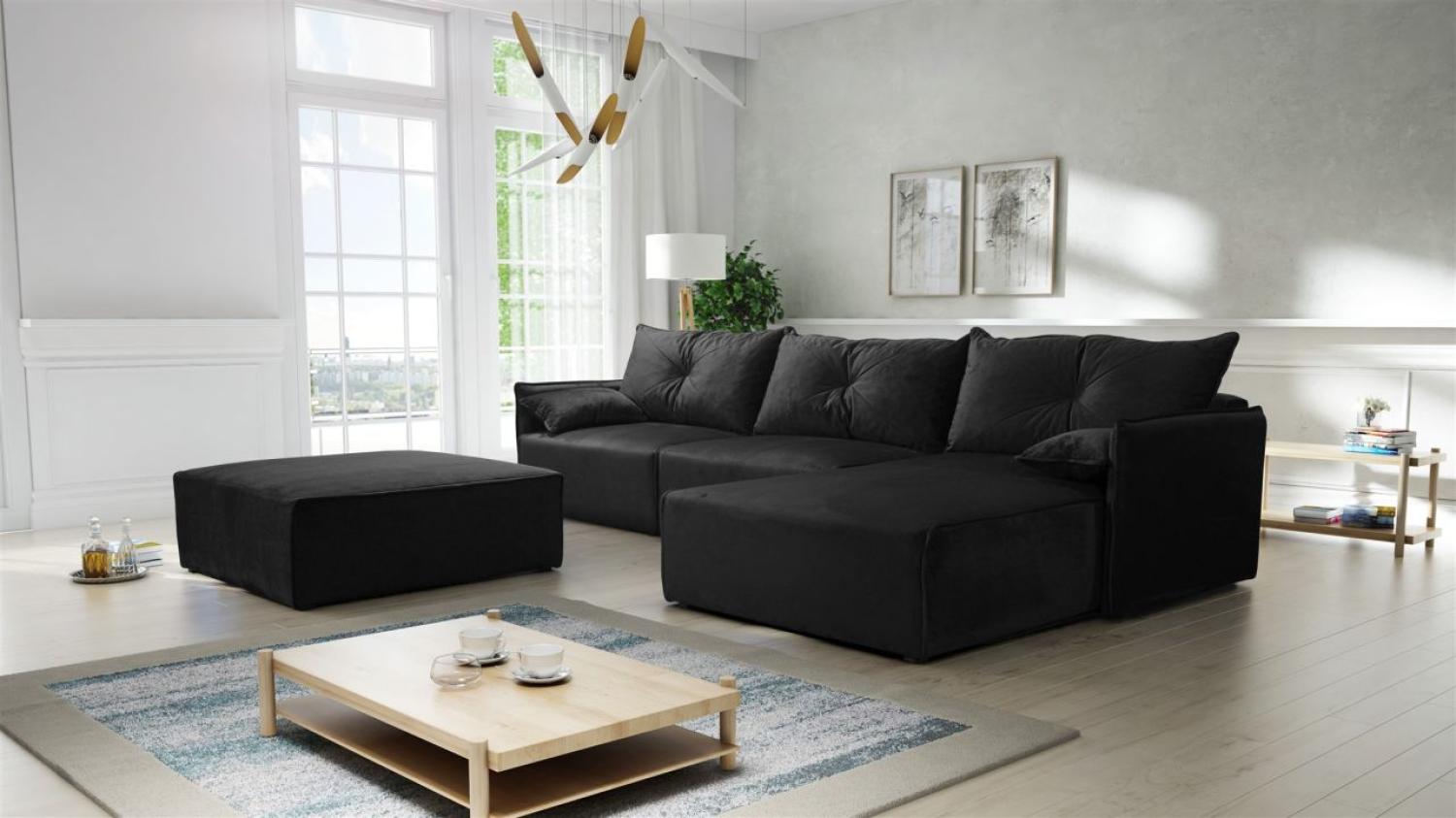 Ecksofa mit Schlaffunktion HUNTER in Royal Grafit Ottomane Rechts inkl. Hocker Bild 1