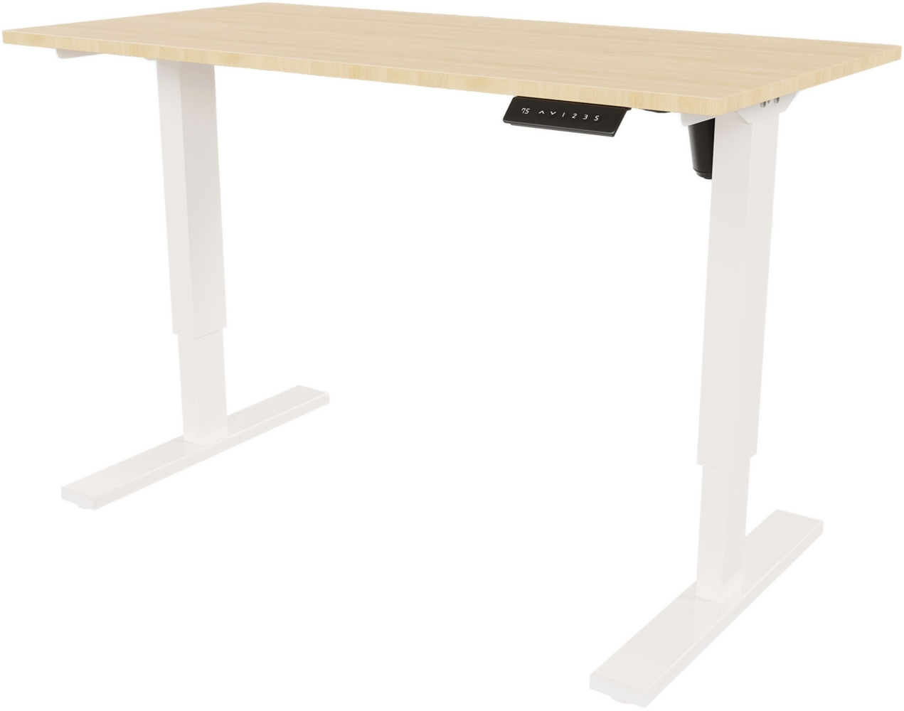 Bisley E-StarterTech elektrisch höhenverstellbarer Schreibtisch 140x60 cm in ahorn - Elektrischer Tisch höhenverstellbar mit Memory-Funktion, EST251406-396-014 Bild 1