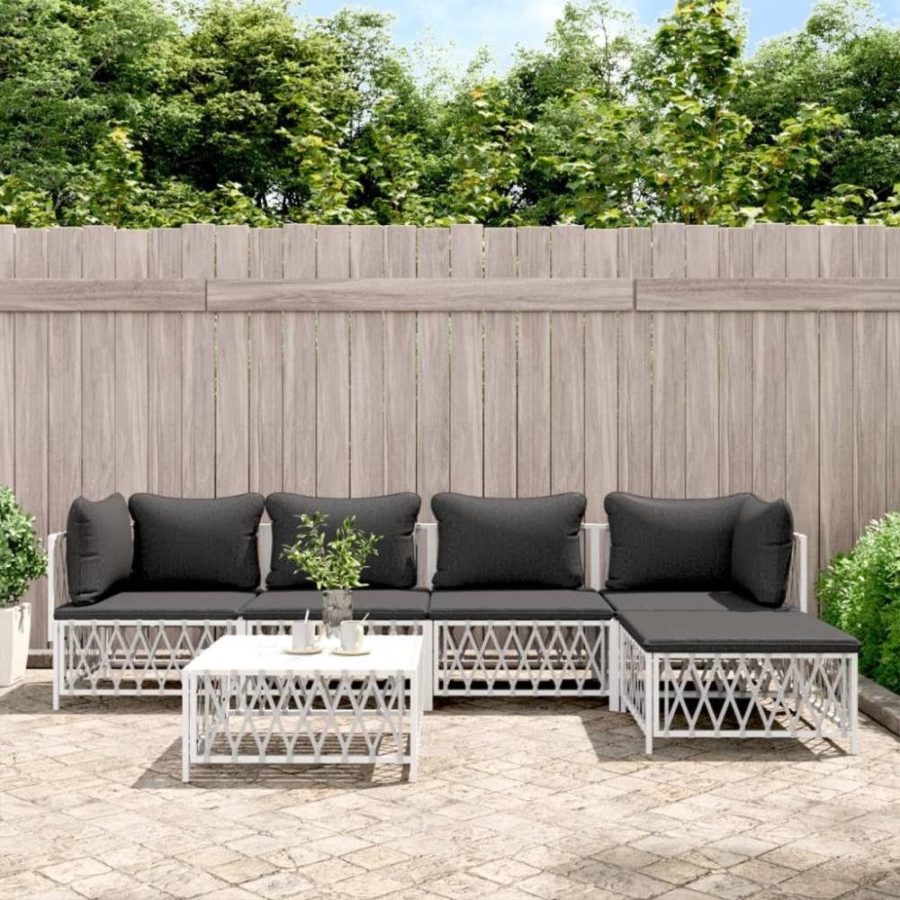 vidaXL 6-tlg. Garten-Lounge-Set mit Kissen Weiß Stahl 3186866 Bild 1