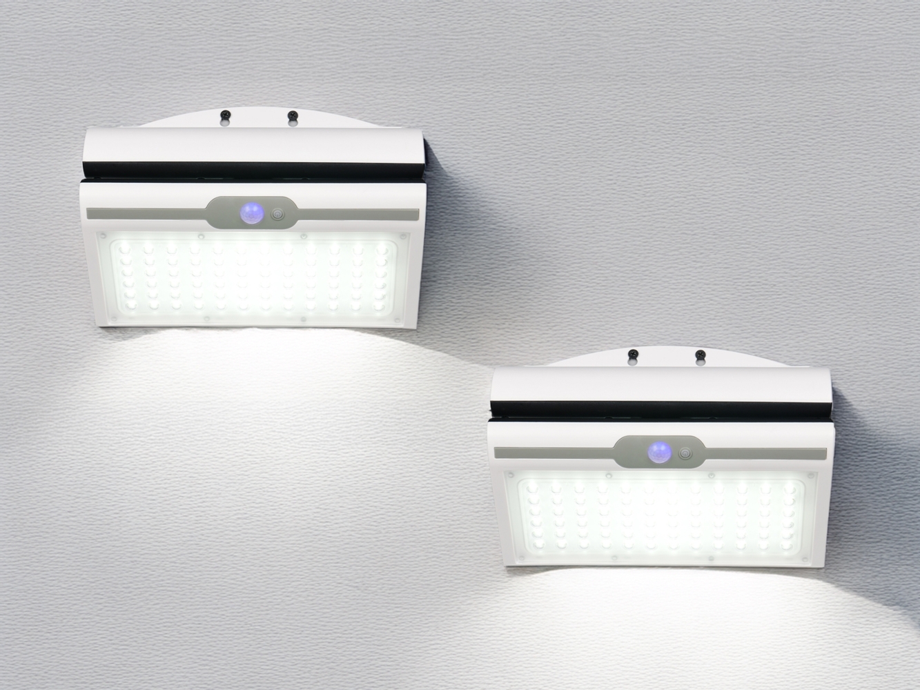 2er SET Solar Wandleuchte mit Bewegungsmelder & dezentem Dauerlicht Bild 1