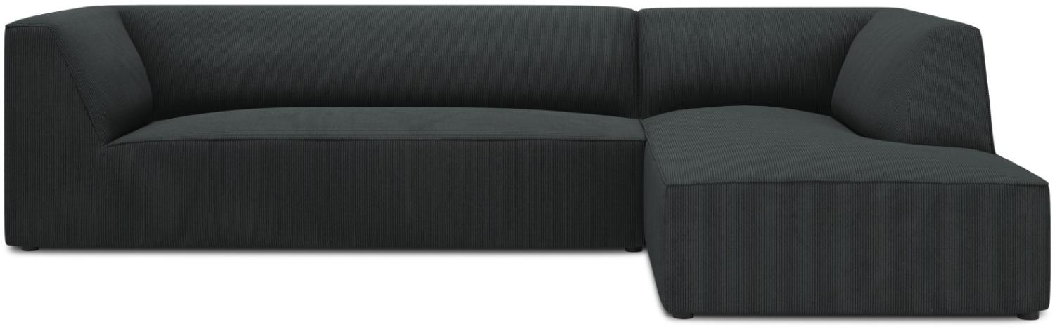 Micadoni 4-Sitzer Modular Ecke rechts Sofa Ruby | Bezug Black | Beinfarbe Black Plastic Bild 1