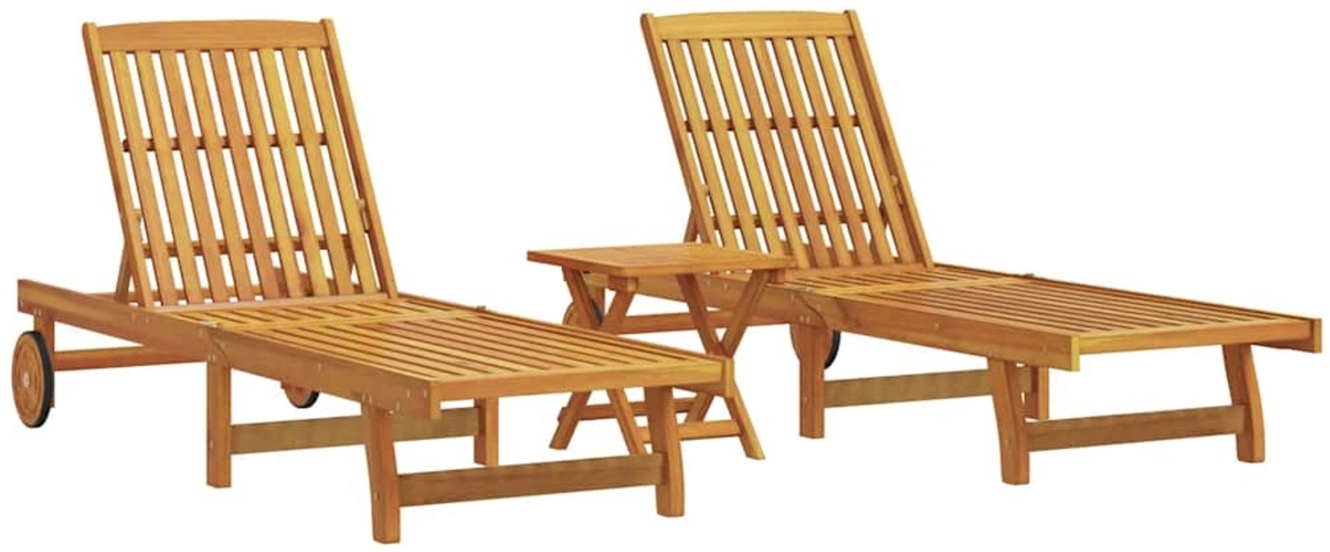 vidaXL Sonnenliegen 2 Stk. mit Tisch Massivholz Akazie 3325205 Bild 1