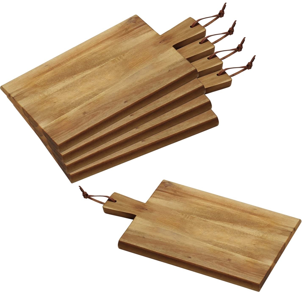 5 Stück Servierbrett mit Tragegriff - Akazienholz - 35 x 18cm Bild 1