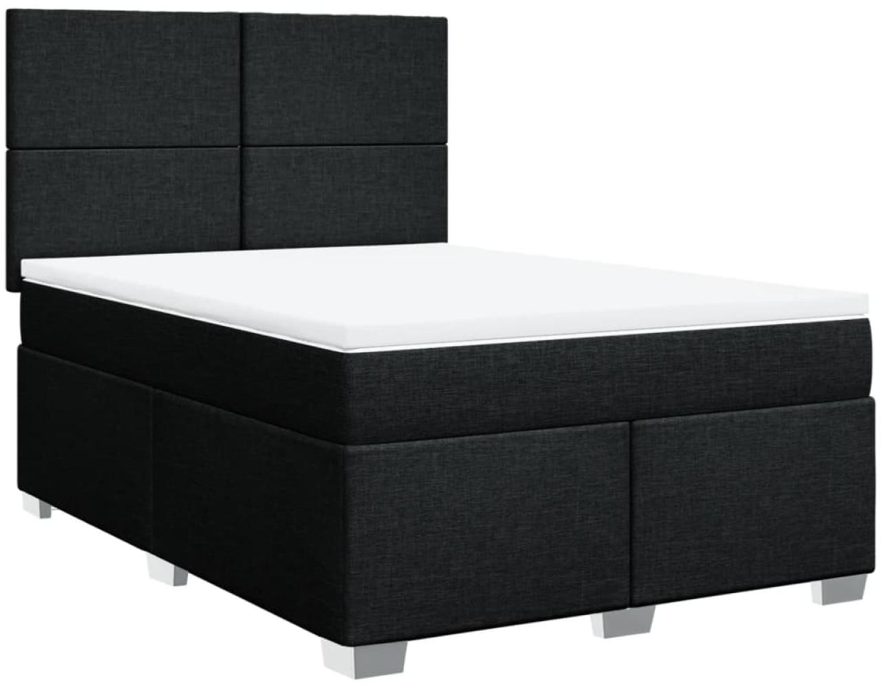 vidaXL Boxspringbett mit Matratze Schwarz 140x200 cm Stoff 3290506 Bild 1