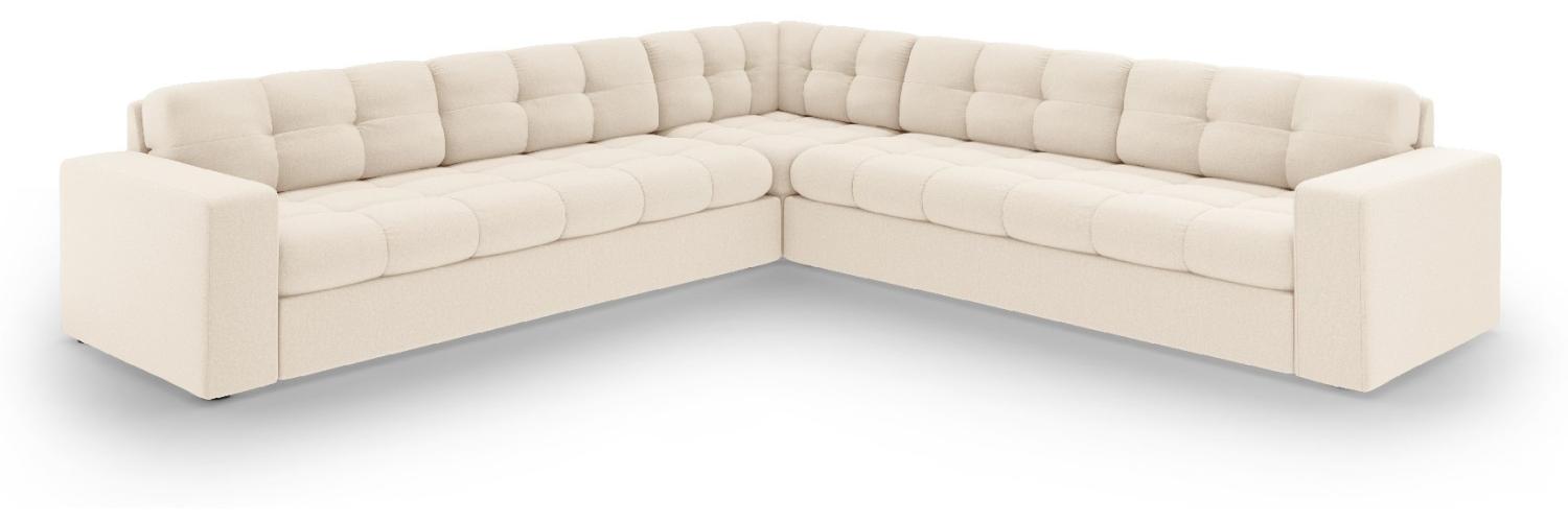 Micadoni Symmetrisches Ecksofa Justin 5-Sitzer Strukturierter Stoff Helles Beige Bild 1