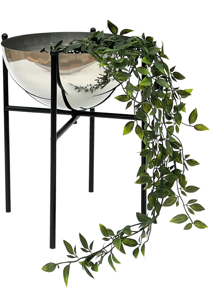 DanDiBo Blumenhocker Metall mit Topf Schwarz Silber 35 cm Blumenständer 96257 M Blumensäule Modern Pflanzenständer Pflanzenhocker Bild 1