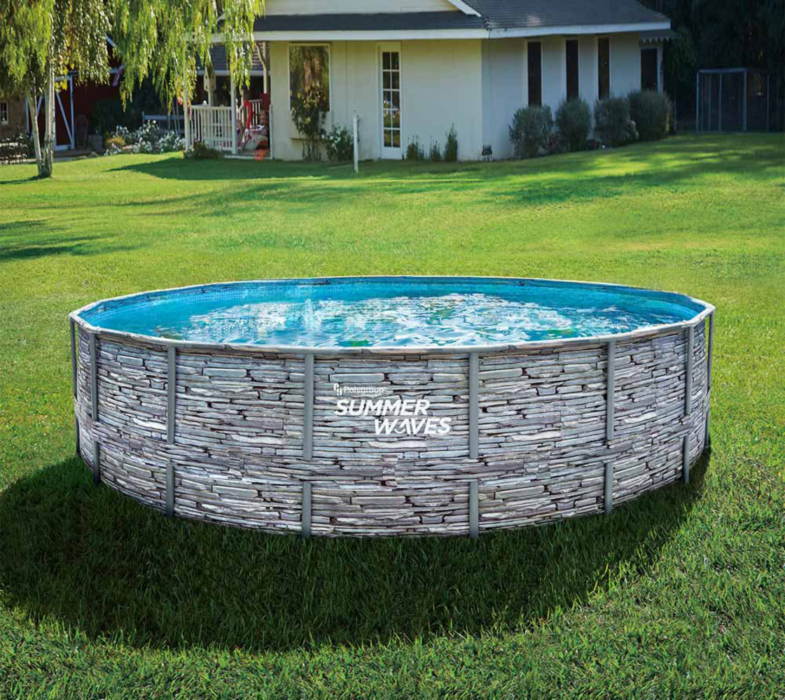 Summer Waves Elite Frame Pool | Aufstellpool rund | Komplettset | Steinoptik | Ø 549x132 cm Bild 1