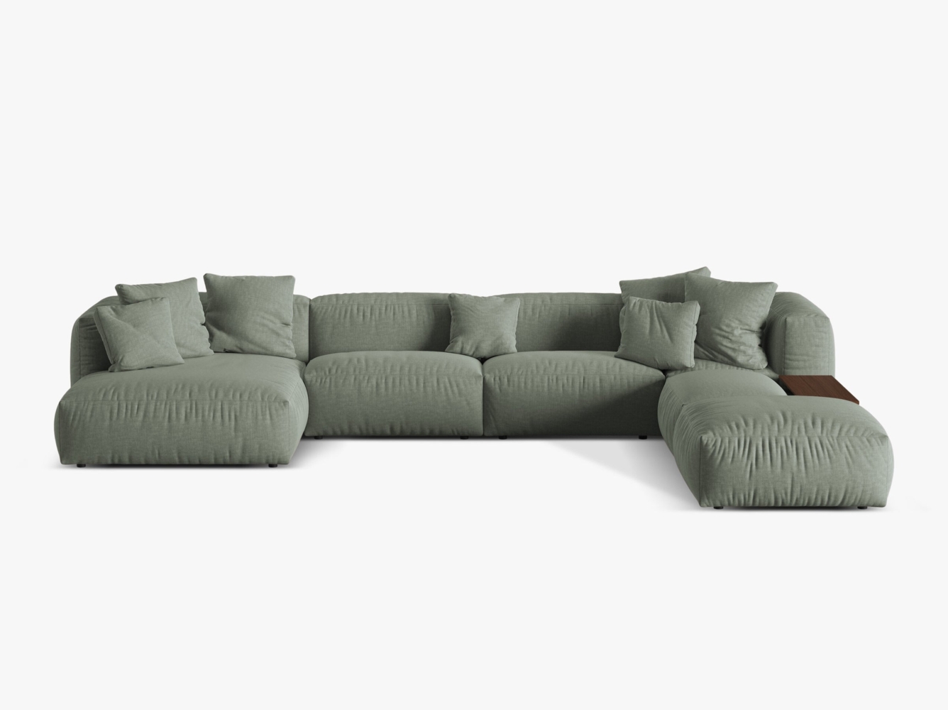 Micadoni Panorama-Ecksofa Martina 5-Sitzer Strukturierter Stoff Moßgrün Rechts Bild 1