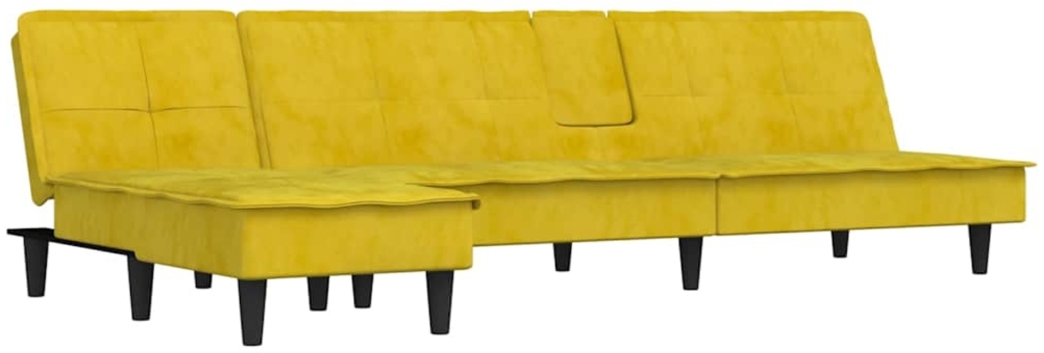 vidaXL Schlafsofa in L-Form Gelb 255x140x70 cm Samt 3157264 Bild 1