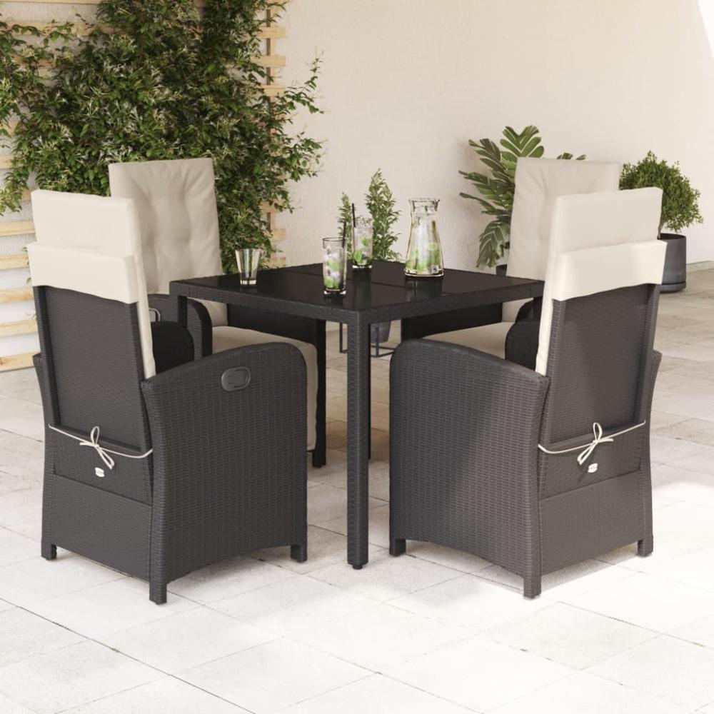 vidaXL 5-tlg. Garten-Essgruppe mit Kissen Schwarz Poly Rattan Bild 1