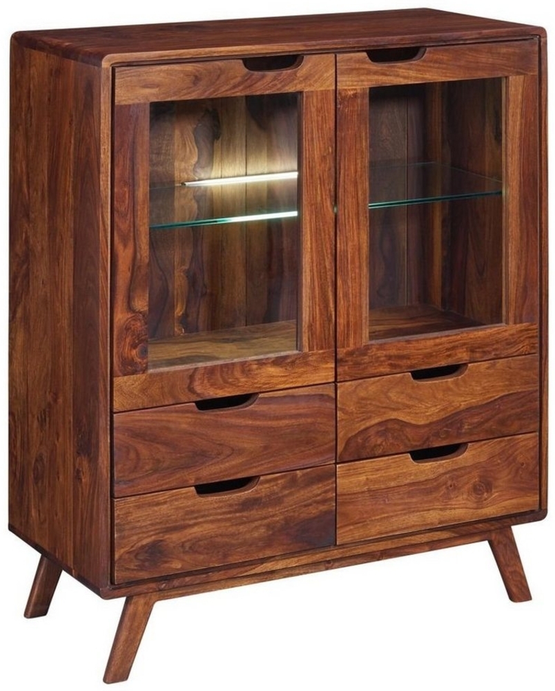 Massivmoebel24 Highboard (Highboard Sheesham 90x40x110 walnuss lackiert MALMÖ 2 #113) Bild 1