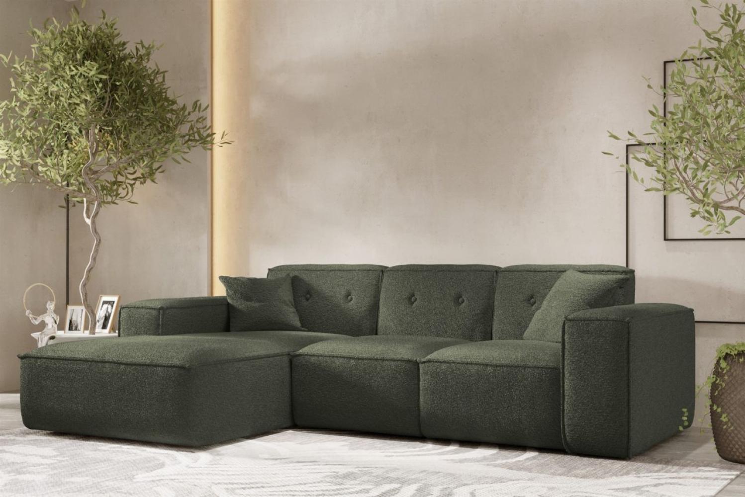 Ecksofa Designersofa CESINA Stoff Ascot Bukla Winter Moss Ottomane Links Bild 1