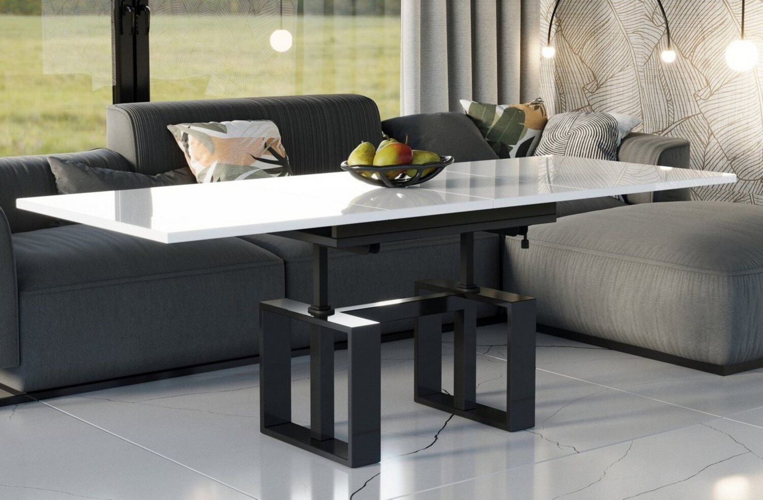 Endo-Moebel Couchtisch Empoli - ausziehbar 110-170cm und höhenverstellbar Doppellift Metall, Couch- & Esstisch, Funktionstisch, modern Design, umwandelbar Bild 1