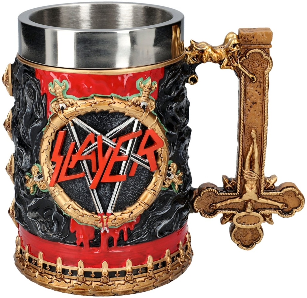 Figuren Shop GmbH Bierkrug Krug Slayer - Reign In Blood - Band Merchandise Bierkrug Dekoration Me, Kunststein (Polyresin), Edelstahl Bild 1