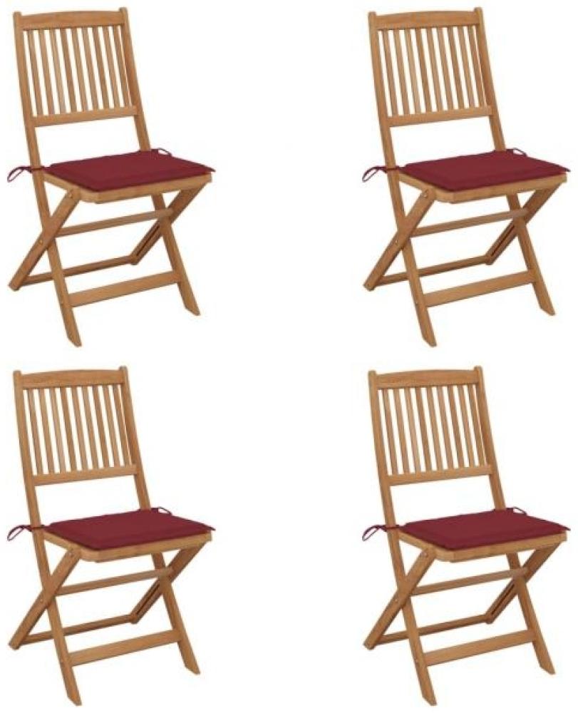 vidaXL Klappbare Gartenstühle 4 Stk. mit Kissen Massivholz Akazie 3064680 Bild 1
