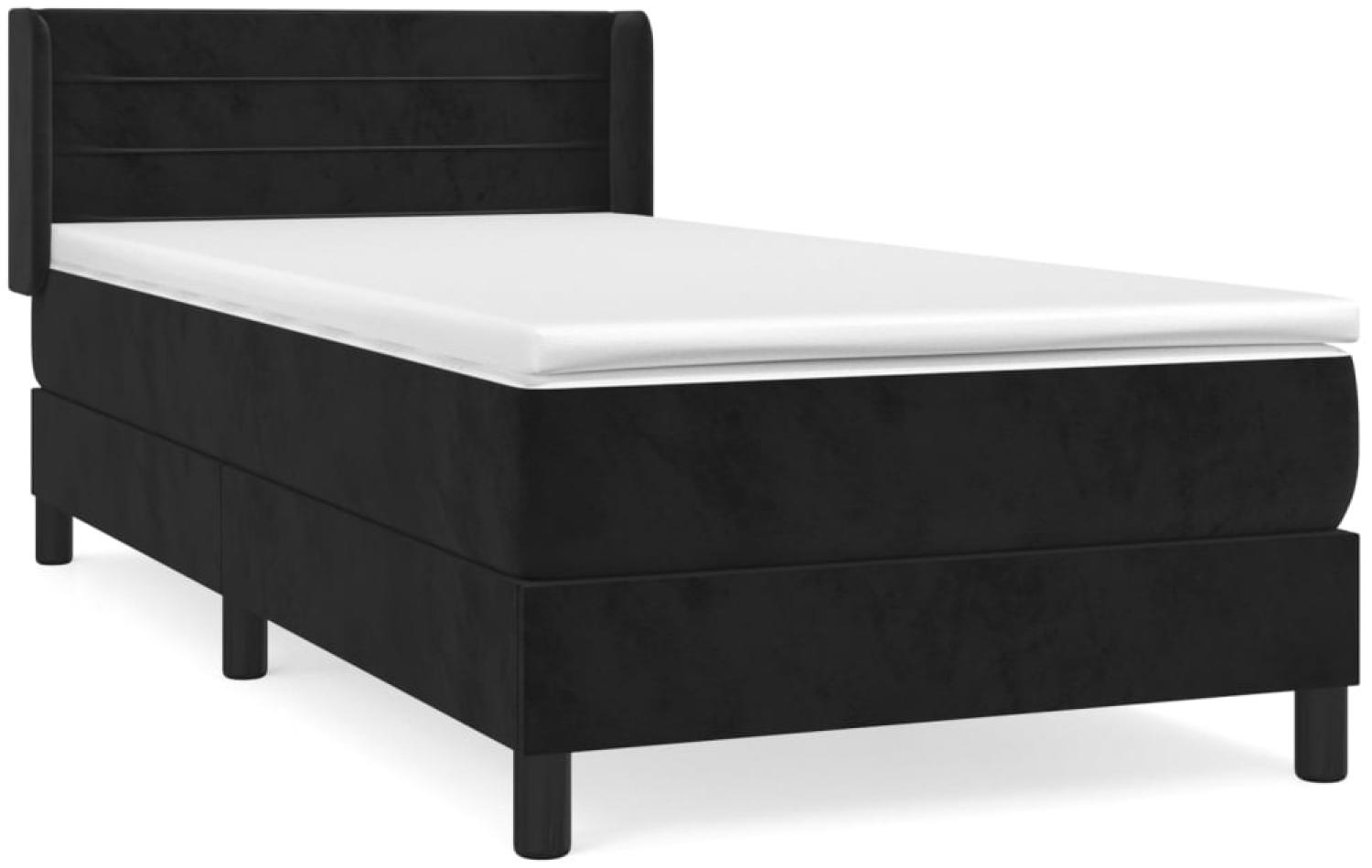 vidaXL Boxspringbett mit Matratze Schwarz 90x200 cm Samt, Härtegrad: H2 [3130999] Bild 1