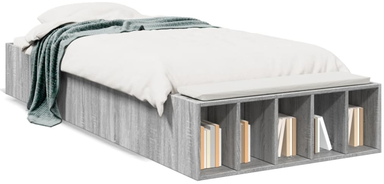 vidaXL Bettgestell Grau Sonoma 100x200 cm Holzwerkstoff 3280606 Bild 1