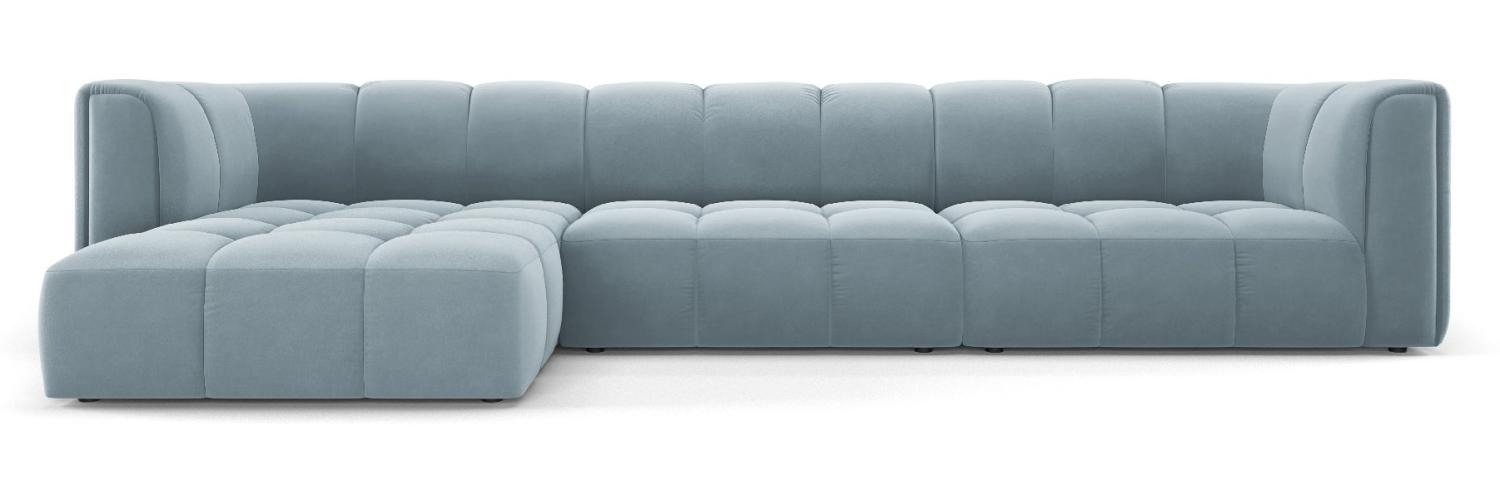 Micadoni Modulares Ecksofa Serena 5-Sitzer Samtstoff, Hellblau, Links Bild 1