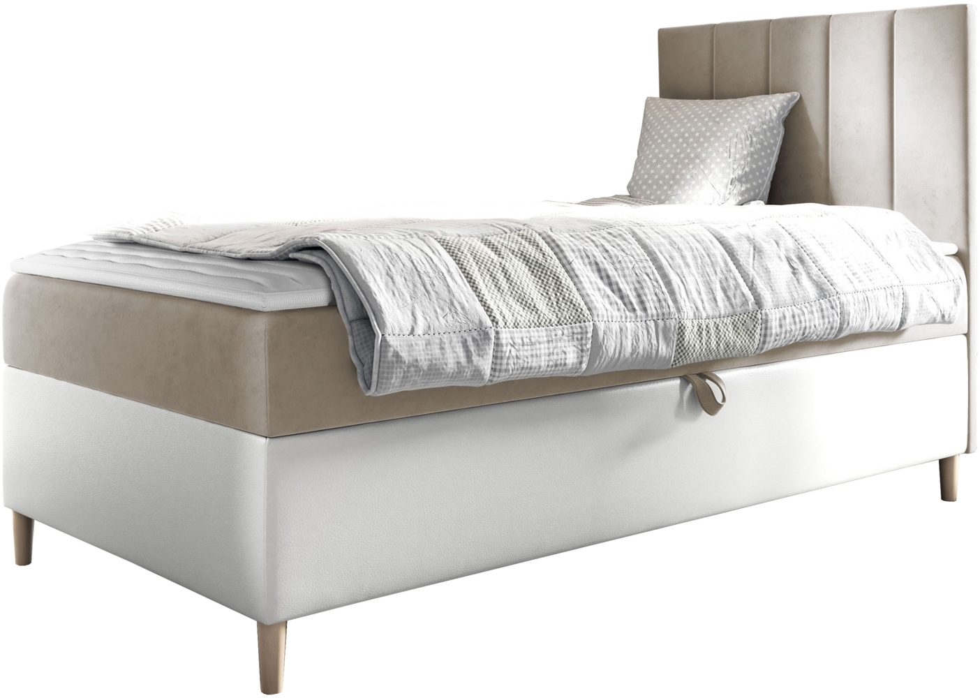 Boxspringbett Chapeni 'Junior 1' beige 100 x 200 cm Rechts Bild 1