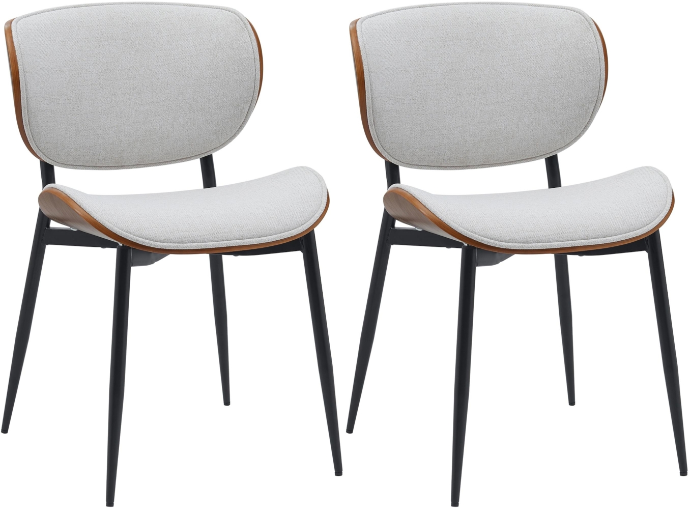 CLP 2er Set Esszimmerstuhl Enid mit Rückenlehne und Polsterung I Sessel,walnuss/creme Stoff Bild 1