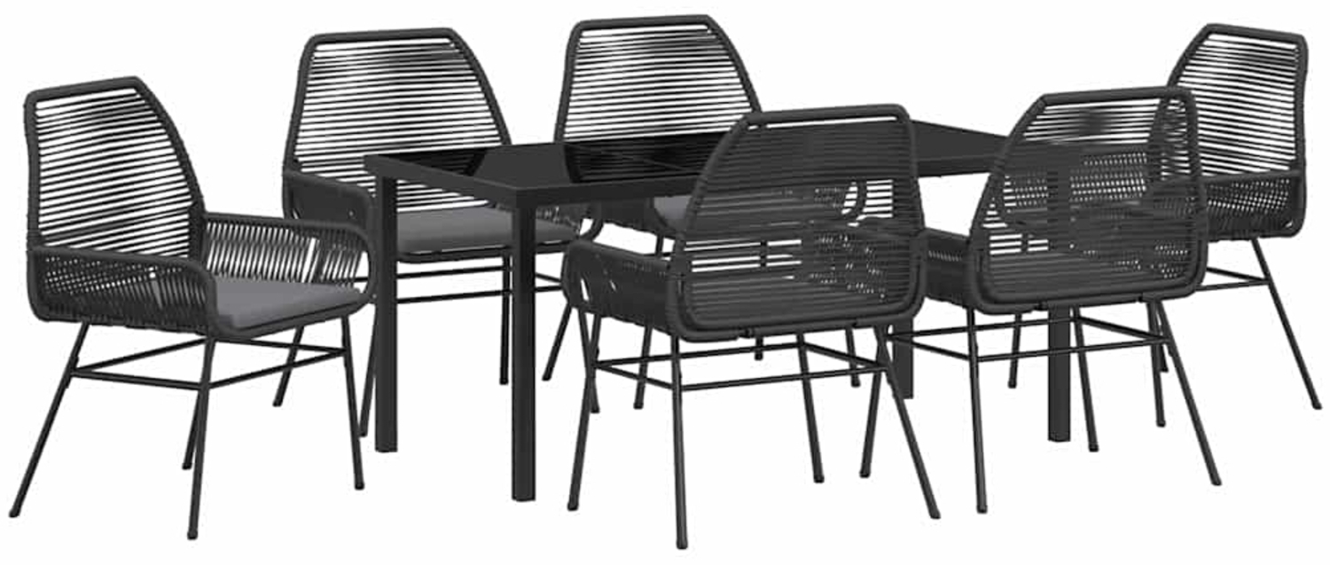 vidaXL Garten Essgruppe mit Kissen 7 pcs Schwarz Poly-Rattan 3380873 Bild 1