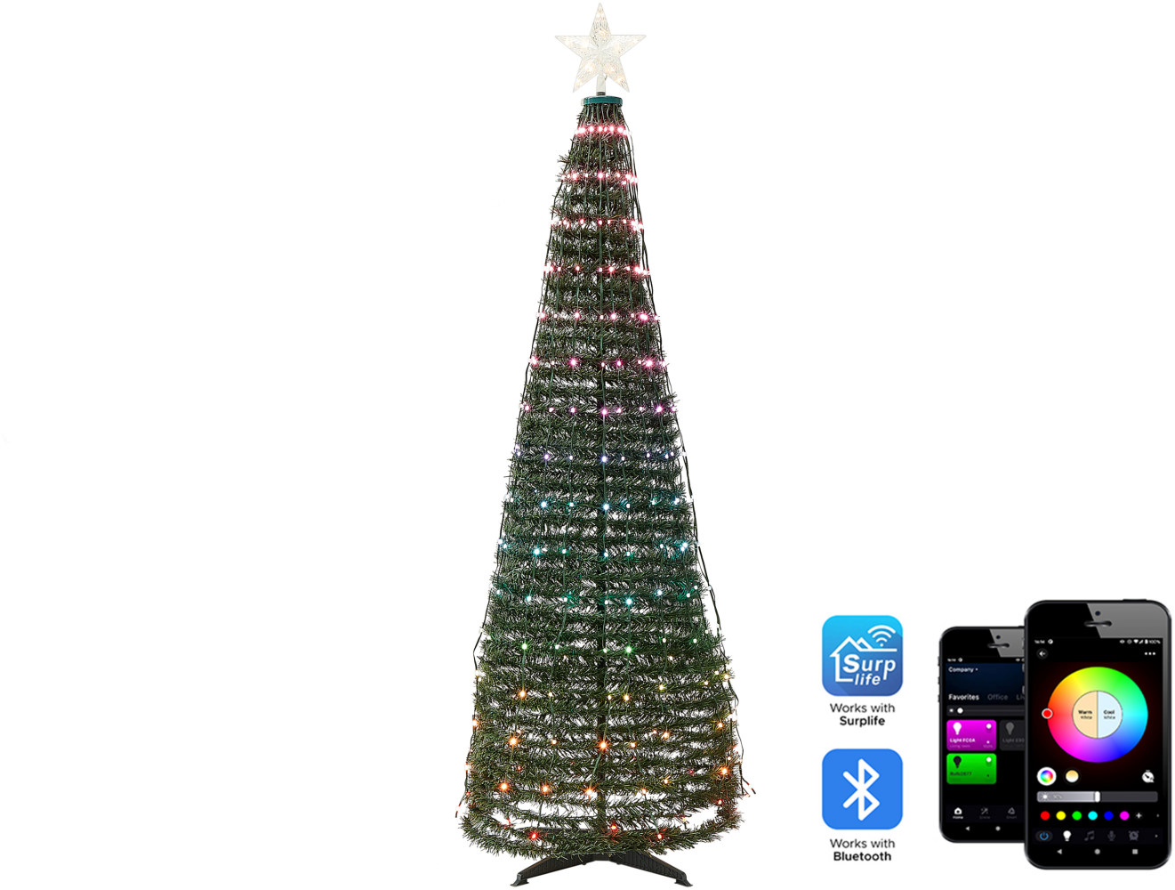 Beleuchteter Weihnachtsbaum mit App SAARLOQ 188 cm Grün Bild 1