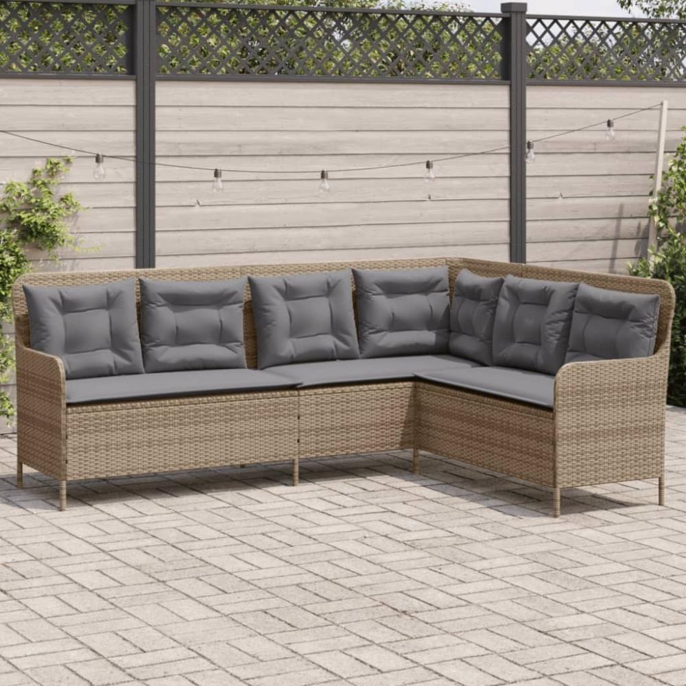 vidaXL Gartensofa in L-Form mit Kissen Beige Poly Rattan 369003 Bild 1