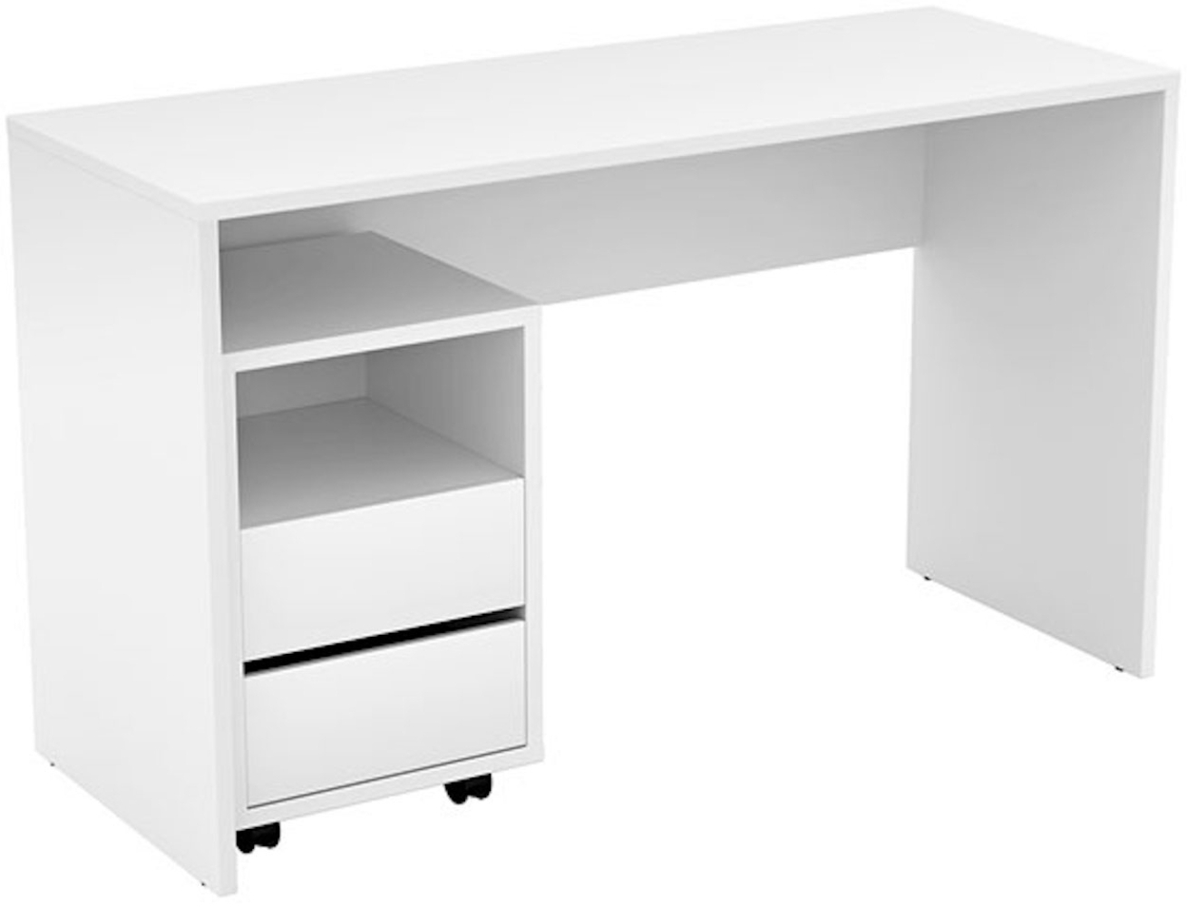 Schreibtisch Computertisch Apia 130x50x75cm weiß mit Rollcontainer Bild 1