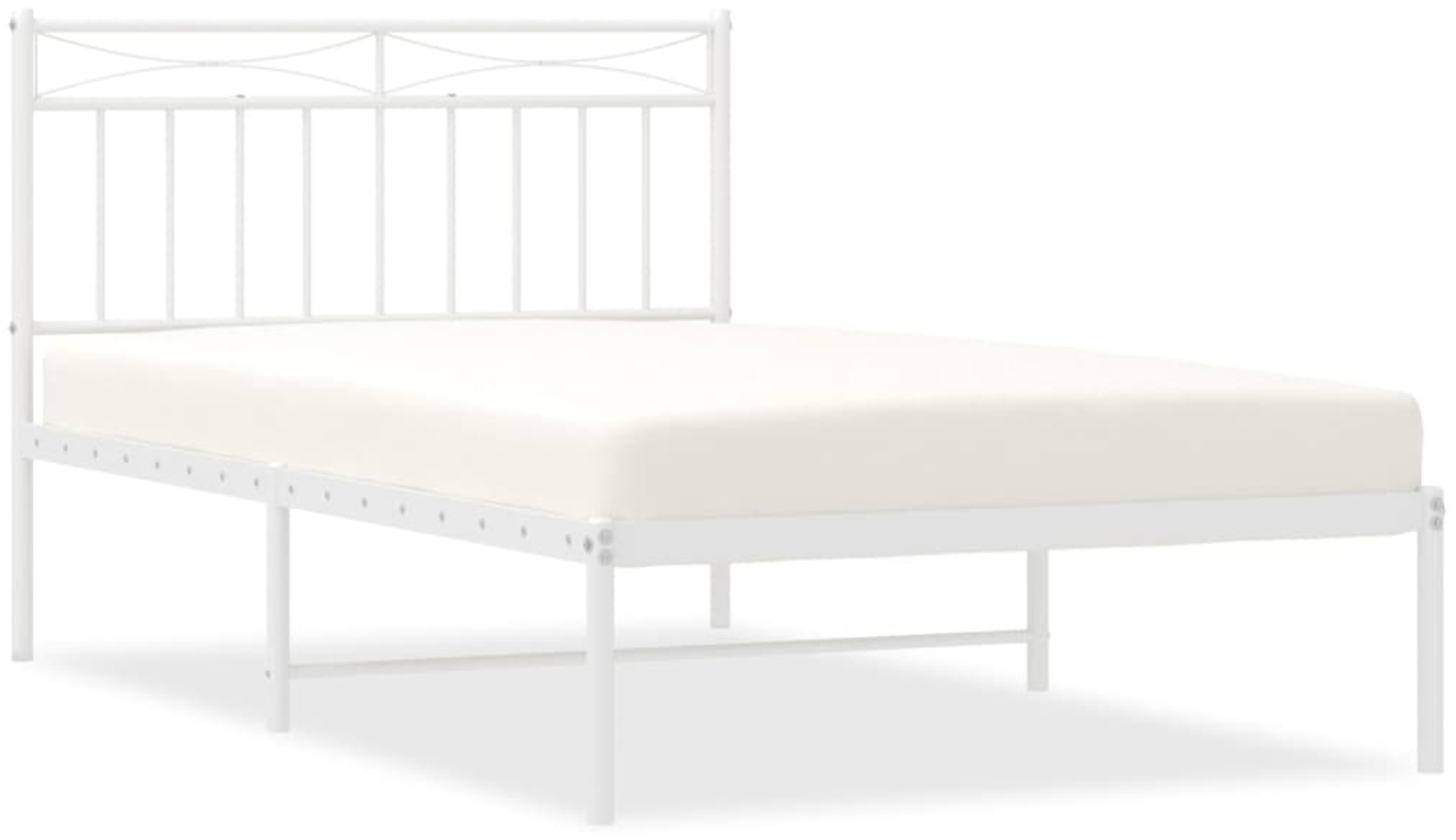 vidaXL Bettgestell mit Kopfteil, Metall, Weiß, 100x200 cm Bild 1