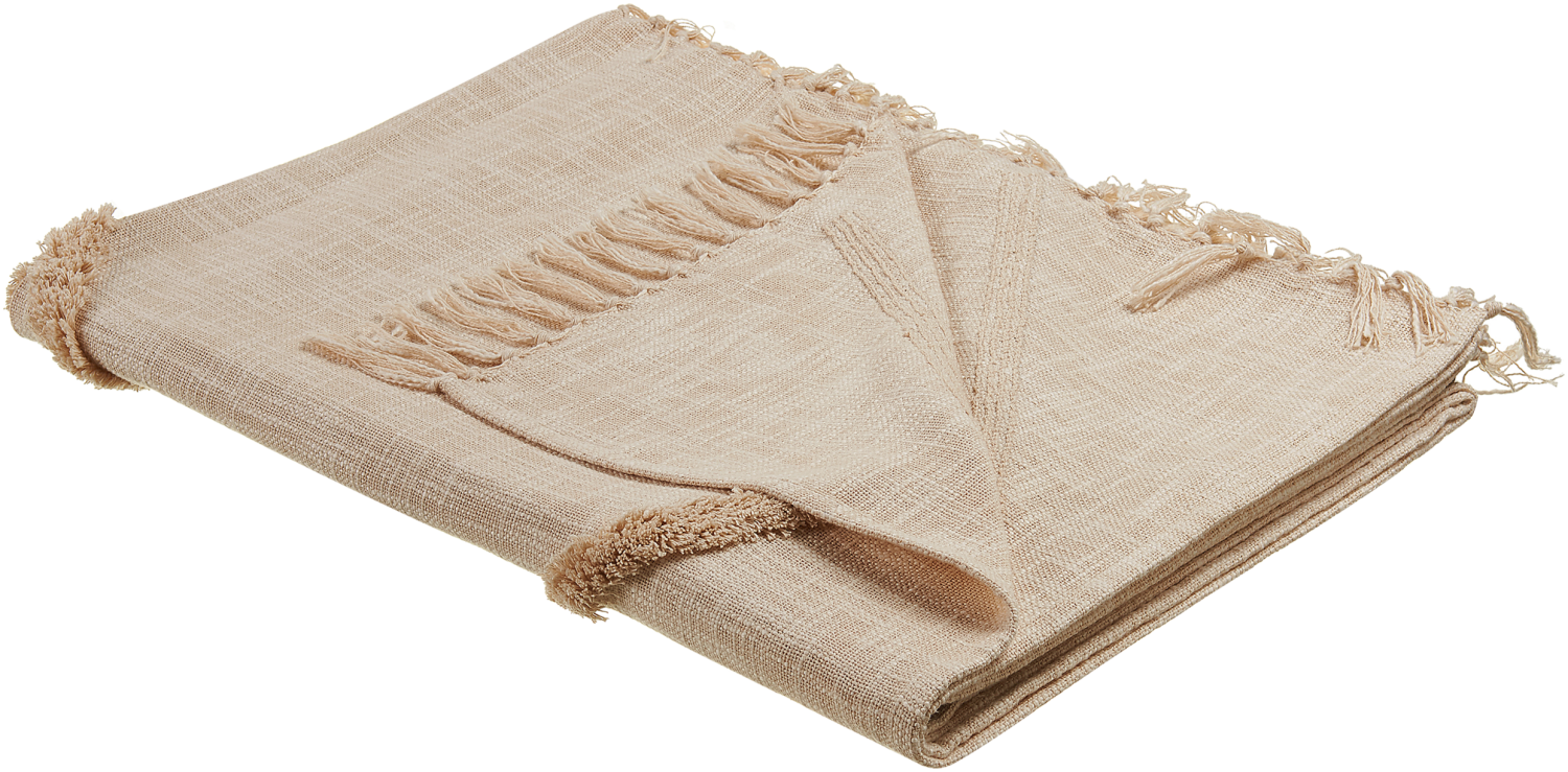 Kuscheldecke JAUNPUR Baumwolle 130 x 180 cm Beige Bild 1