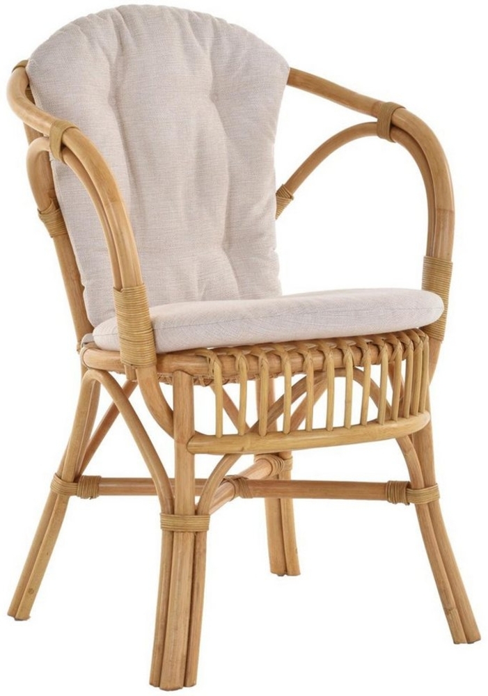 Krines Home Relaxsessel Klassischer Flecht-Sessel im skandinavischem Stil/Korbstuhl mit Kissen, aus Natur-Rattan Bild 1