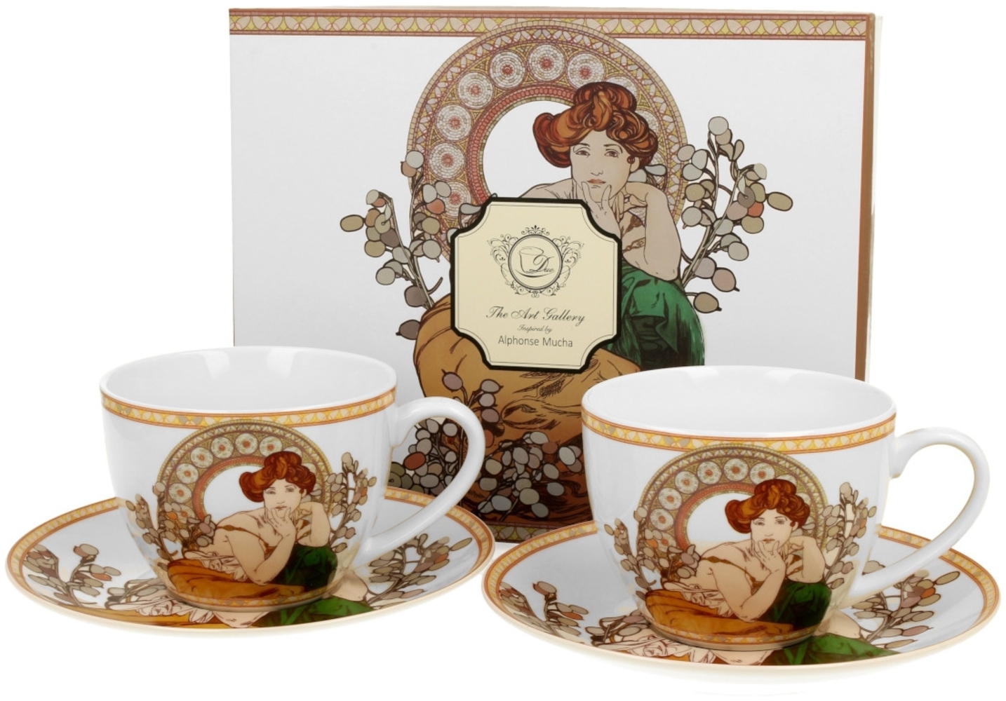 DUO ART GALLERY 2er-Set Tassen 250 ml TOPAZ mit Untertassen, New Bone China Porzellan Bild 1